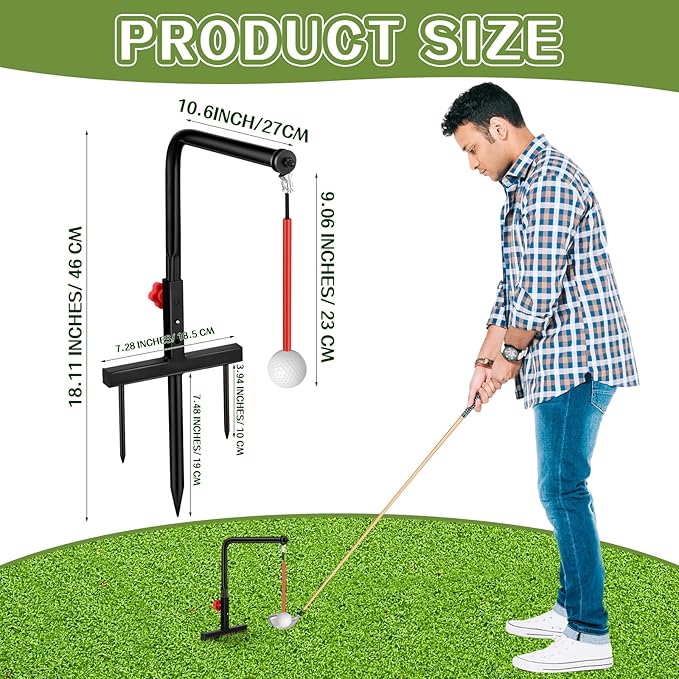 Poen 1 Set Golf Swing Trainer Training Iron Practice Swing Groover with 3 Height Indoor Golf Practice Simulator Accessories Aid Equipment