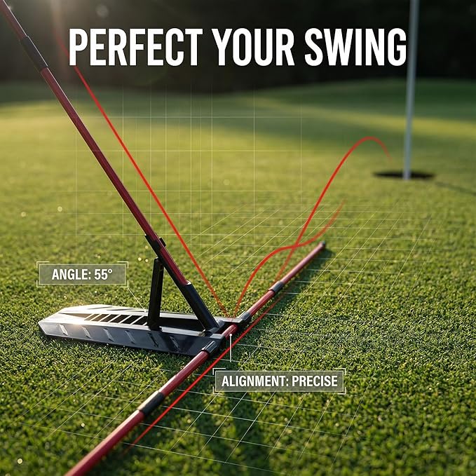 Golf Alignment Stick Holder, Golf Swing Trainer Training Aid, Adjustable Golf Posture Corrector, Portable Golf Swing Correction Equipment for Indoor & Outdoor Practice for Men Women Beginners