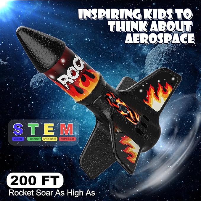 Rocket Launcher for Kids, Self Launching Motorized Air Rocket Toy, Outdoor Toys - Image 3