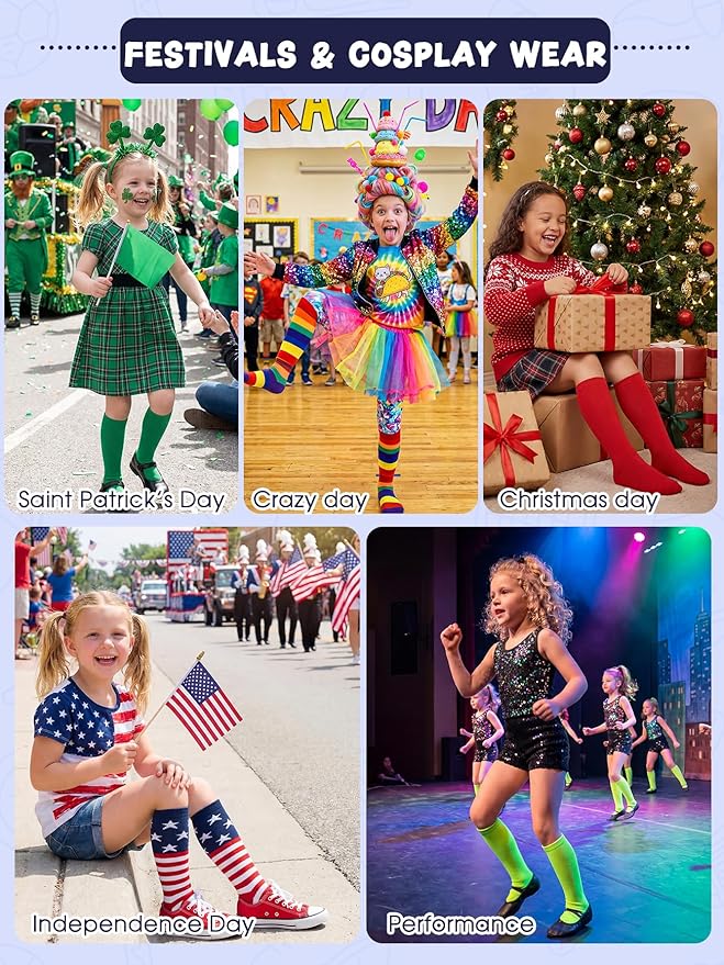 American Trends Kids Toddler Soccer Socks Youth Baseball Softball Football Socks Knee High Accessories for Girls