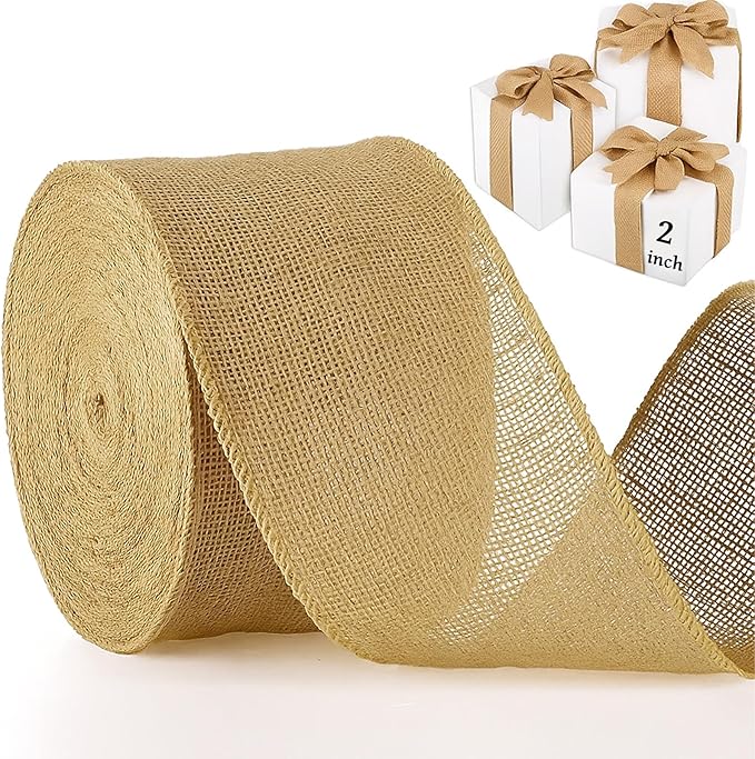 Chuangdi 40 Yard 2 Inches Burlap Ribbon Wide Jute Ribbon Natural Burlap Fabric by Chuangdi