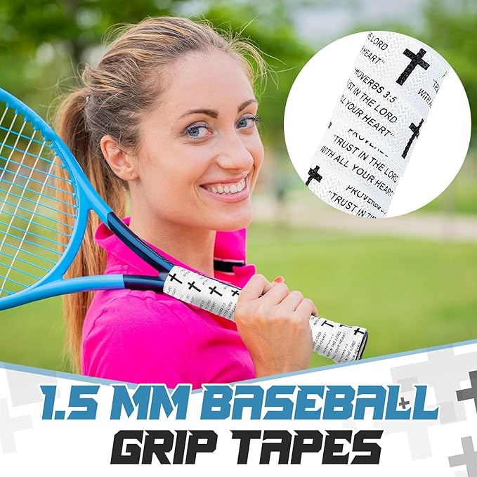 Pushglossy Christian Baseball Bat Grip Tapes 1.5mm Faith Cross Bat Grip Tape, Precut Full Adhesive Baseball Wrist Tape Scripture Design Non-Slip Religious Baseballs Grips Tapes