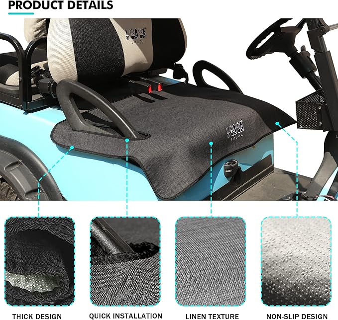 10L0L Golf Cart Seat Covers Compatible with EZGO TXT/RXV & Club Car DS/Precedent, Non-Slip Golf Cart Towel for 2/4 Person Seats, Universal Accessories for Seat Blanket (50 x 30 Inches)-Dark Gray