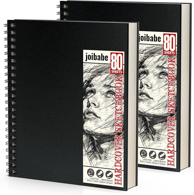 Sketch Book 9" x 11"，2 Pack 80-Sheets，Double-Sided Hardbound Sketchbook by ArtcraftandStorage