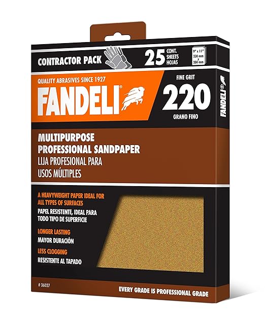 Fandeli 36027 220 Grit Multipurpose Sandpaper Sheets - Image 3