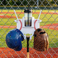 Baseball and Softball Dugout Organizer, Fence-Mounted Hanging Rack for Bats Helmets Gloves Drinks, Portable and Space-Saving (White)