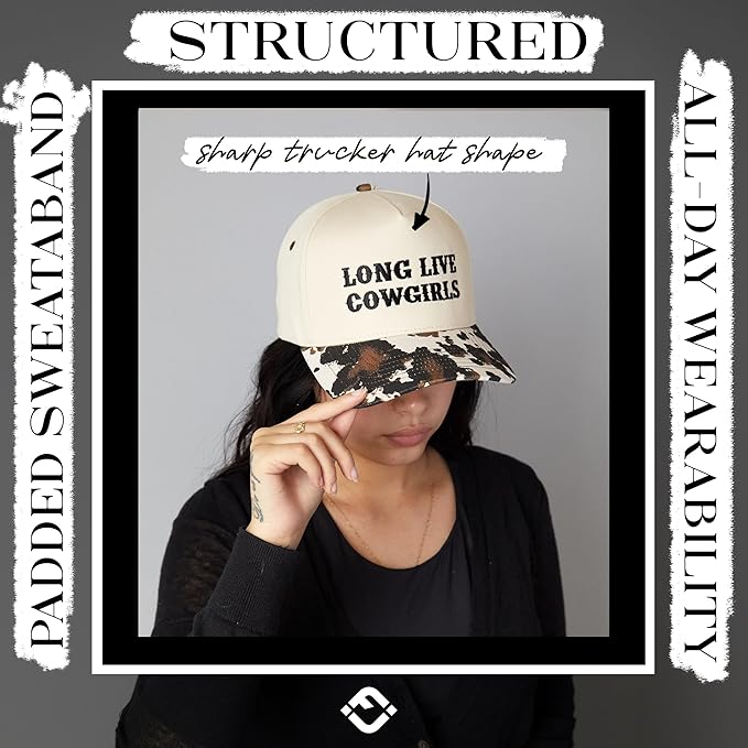 Funky Junque Trucker Hat Women Men 2-Tone Baseball Cap – Vintage Western Style Embroidered Snapback, Premium Cotton Blend