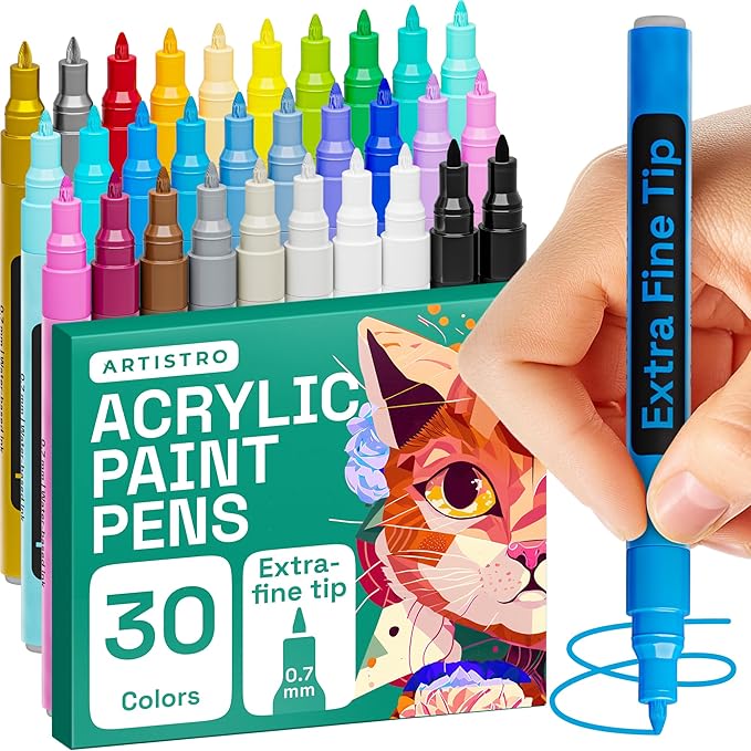 ARTISTRO 30 Acrylic Paint Pens, Art Set Acrylic Paint Markers, Fabric Markers by ARTISTRO