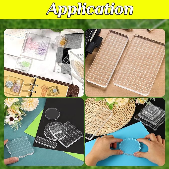 10Pcs Clear Acrylic Stamp Blocks Set, Acrylic Stamping Blocks Tools Clear Stamps - Image 5