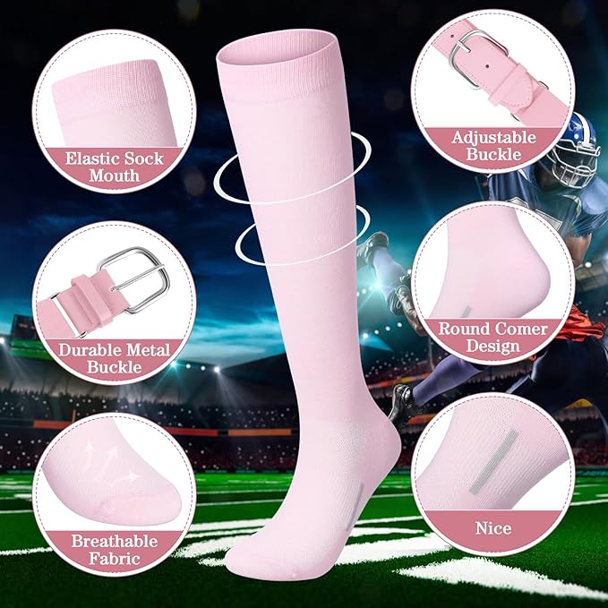 Haysandy Baseball or Softball Sock and Belt Combo Set 3 Football Baseball Socks with Softball Belt for Youth Boys Kids