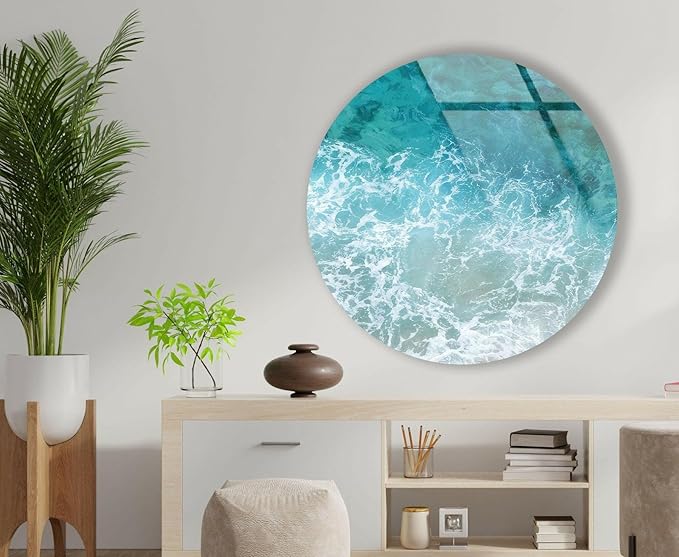 My Photostation.com 20'' Diameter Sea Waves Round Glass Wall Art Tempered Glass - Image 3