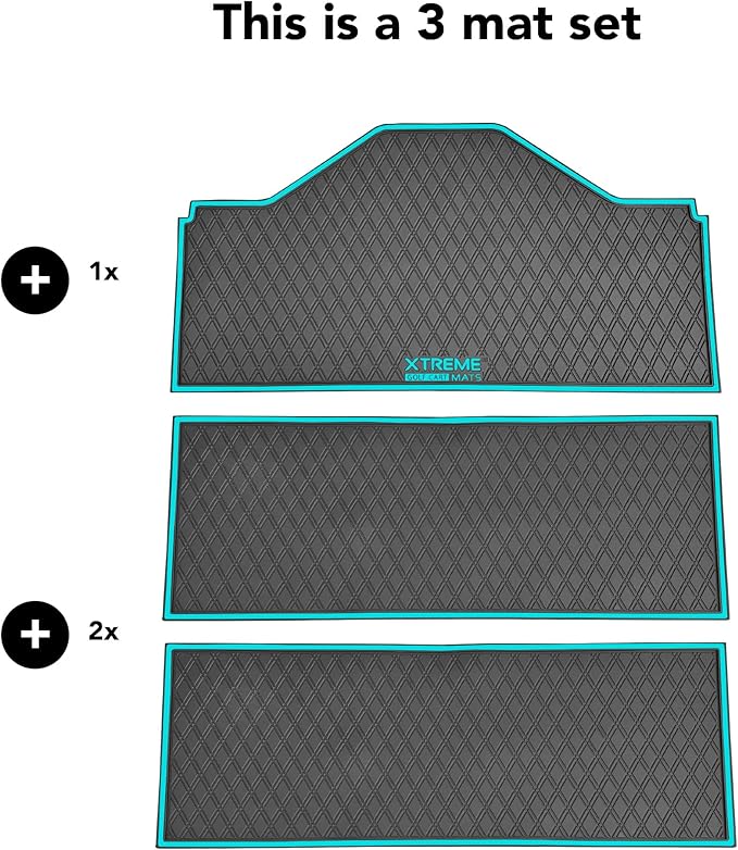 Xtreme MATS Evolution D5 Golf Cart Floor Mat Set - Rubber Double Diamond Design - Fits DMAX, D5, 2+2, 4F, 6F, Including Evolution Maverick and Ranger Trims