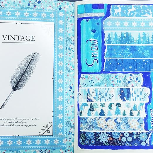 YUBBAEX 10 Rolls Four Seasons Washi Tape Set Blue Snowflake Masking Decorative - Image 8