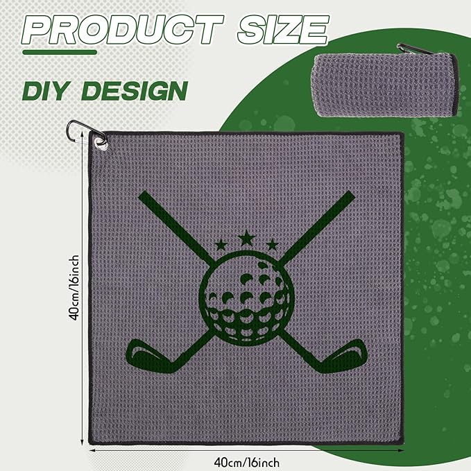 Batiyeer Golf Towel Bulk for Golf Bags 16'' x 16'' Microfiber Fabric Towel with Clip Waffle Pattern, Fitness, Camping, Hiking, Yoga