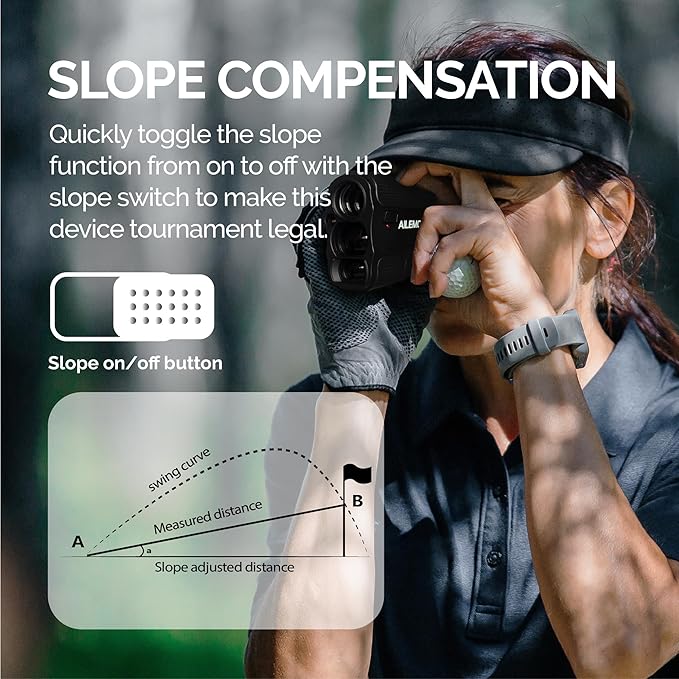 AILEMON Golf Laser Rangefinder Hunting Range Finder 900Y Fast Focus High-Precision Continuous Scan Flag Pole Locking Vibration Function Slope Mode Range Finder