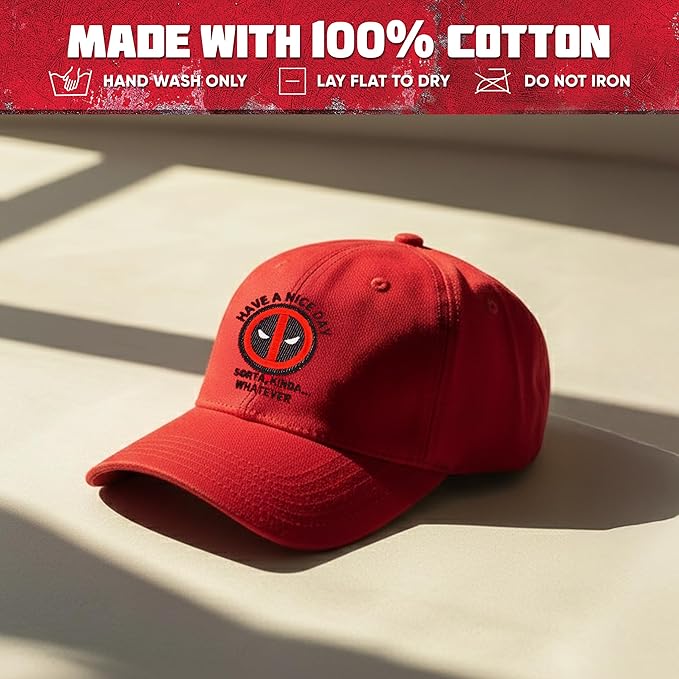 Marvel Deadpool Adjustable Baseball Hat with Curved Brim