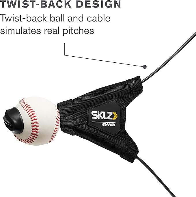 SKLZ Hit-A-Way Youth Baseball Swing Trainer, Portable Solo Batting Practice with Stand, Tethered Ball for Hitting Drills, Ages 13 and Under