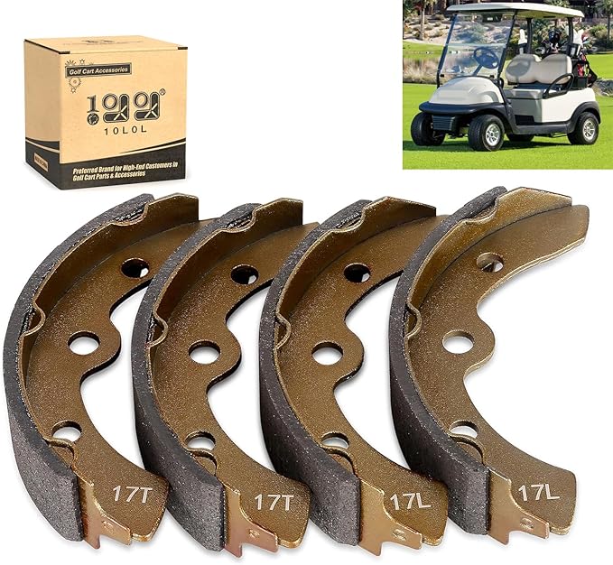 10L0L Golf Cart Brake Shoes for Club Car DS 1995-up, Club Car Precedent 2004-up, for Yamaha G1 G2 G8 G9, for EZGO 1986.5-1996, OEM 1018232-01 (2 Short & 2 Long)