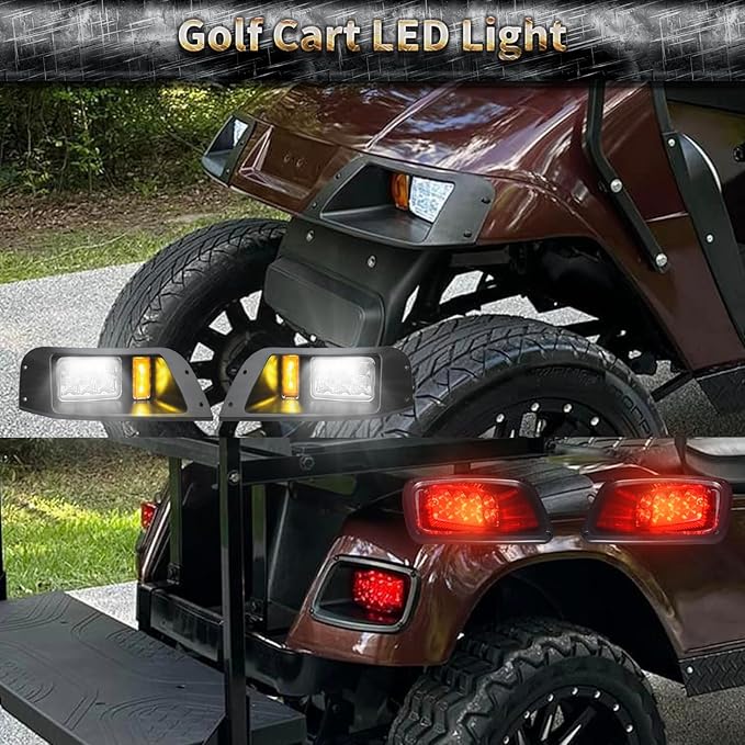 Golf Cart Deluxe Light Kit for EZGO TXT,12V Street Legal Golf Cart Upgrade Headlights Taillights Kit for EZGO TXT Led Light 1996-2013 with Turn Signals Hazard Light Switch Horn Brake Pad