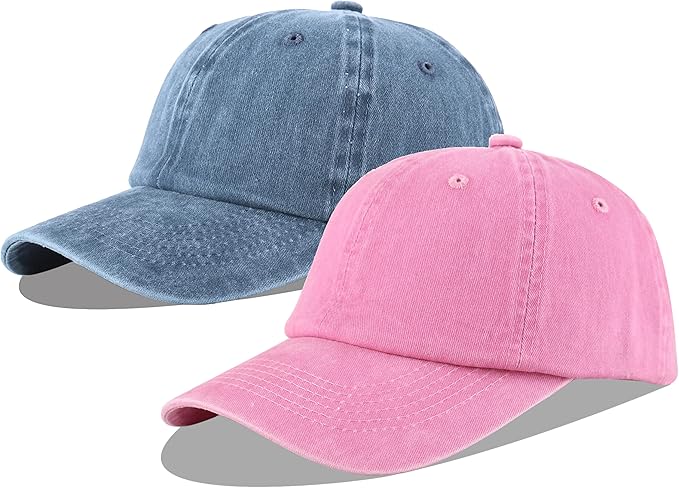 LANGZHEN Unisex Baseball Cap 100% Cotton Fits Men Women Washed Denim Adjustable Dad Hat