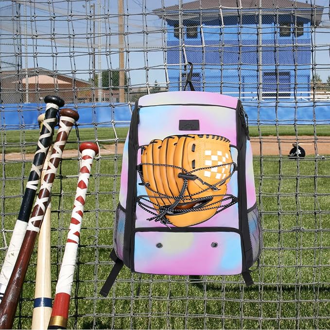 MATEIN Baseball Backpack, Softball Bat Bag with Shoes Compartment for Youth, Boys and Adult, Lightweight Baseball Bag with Fence Hook Hold TBall Bat, Batting Mitten, Helmet, Caps, Teeball Gear