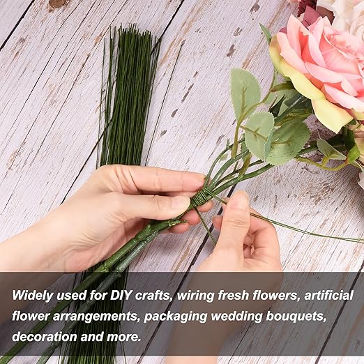 PATIKIL 32 Inch 24 Gauge Floral Stem Wire, 3 Pack/120 Pieces Bouquet Stem Paper - Image 5