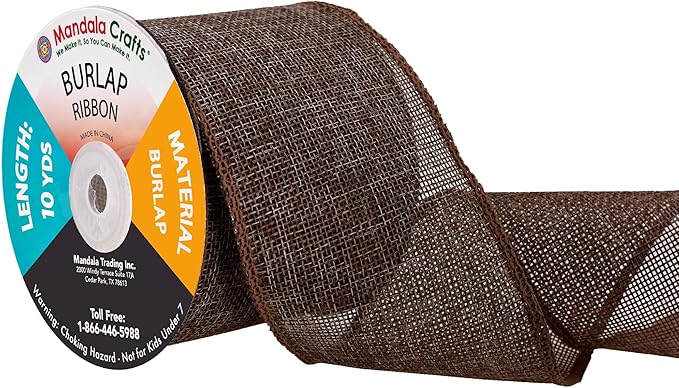 Mandala Crafts Brown Burlap Ribbon 3 Inches Wide Jute Ribbons by MandalaCrafts