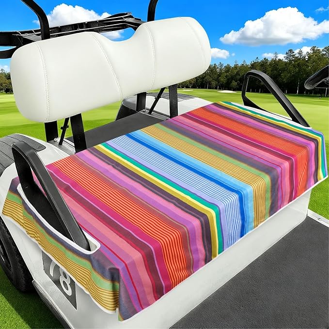 Golf Cart Seat Covers Club Car Golf Cart Accessories for Men Women Golf Carts Seat Towel Blanket 2-Seat Golf Cart Decorations