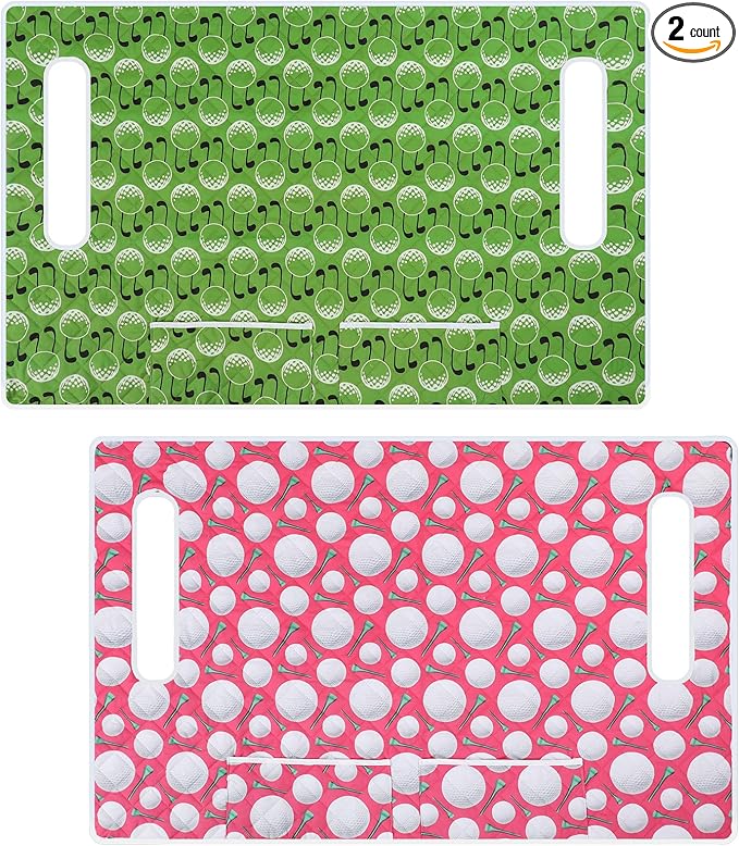 2 Pack Golf Cart Seat Covers Funny Seat Towel Blanket with 2 Large Front Pockets & Non Slip Backing Universal Fit for 2 Person Golf Cart 52" x 30"