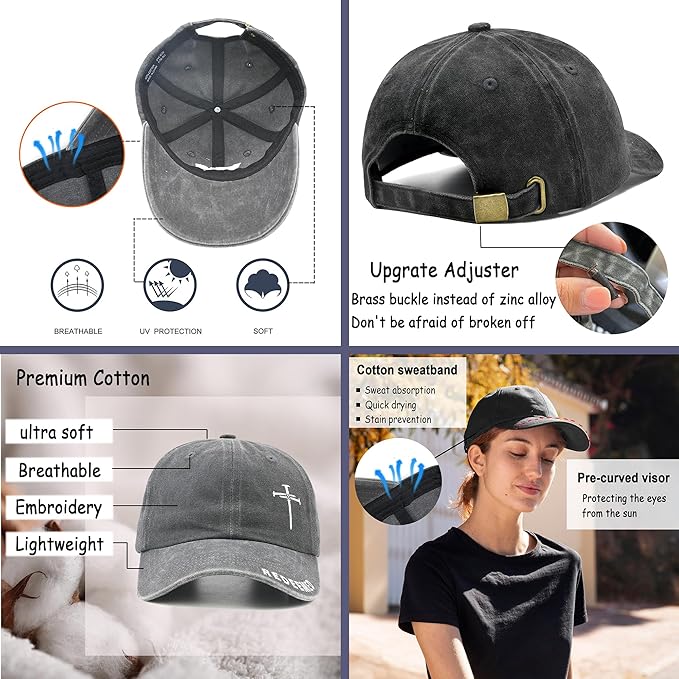 Cross Jesus Hat with Gifts Box, Embroidered Religious Baseball Cap, Christian Gifts for Men Women