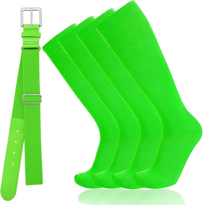 Baseball Socks and Belt Combo for Youth Adult - Softball Sock and Belt for Boys and Girls (2 Pairs of Socks & 1 Belt)