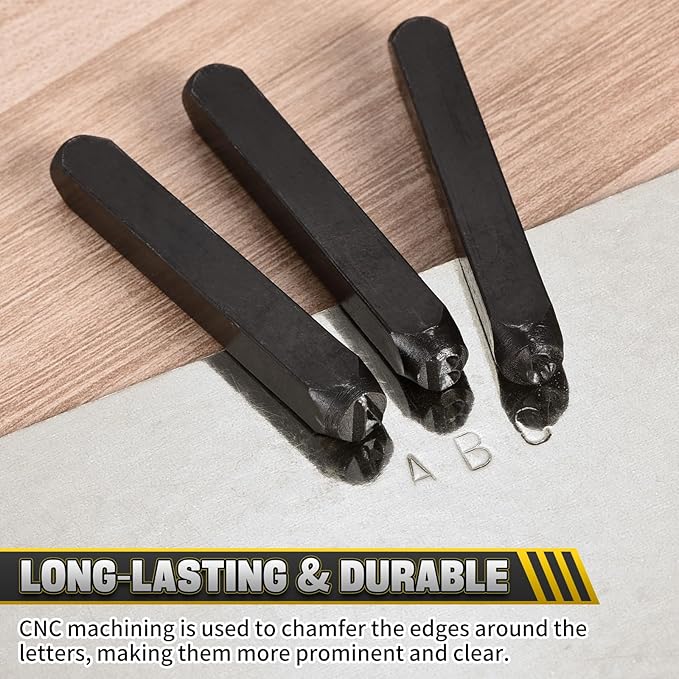 WorkBless 36PCS Metal Stamping Kit, 1/4" Steel Number and Letter Punch Set - Image 4