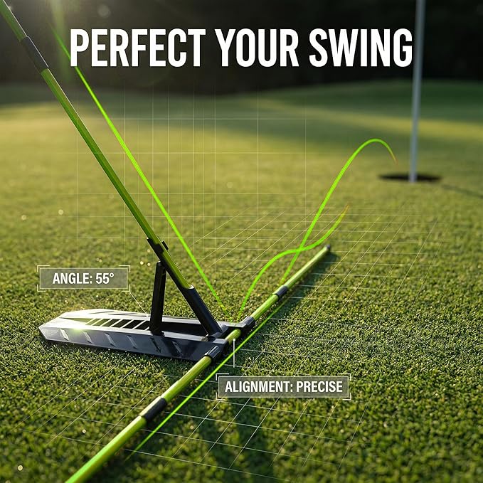 Golf Alignment Stick Holder, Golf Swing Trainer Training Aid, Adjustable Golf Posture Corrector, Portable Golf Swing Correction Equipment for Indoor & Outdoor Practice for Men Women Beginners