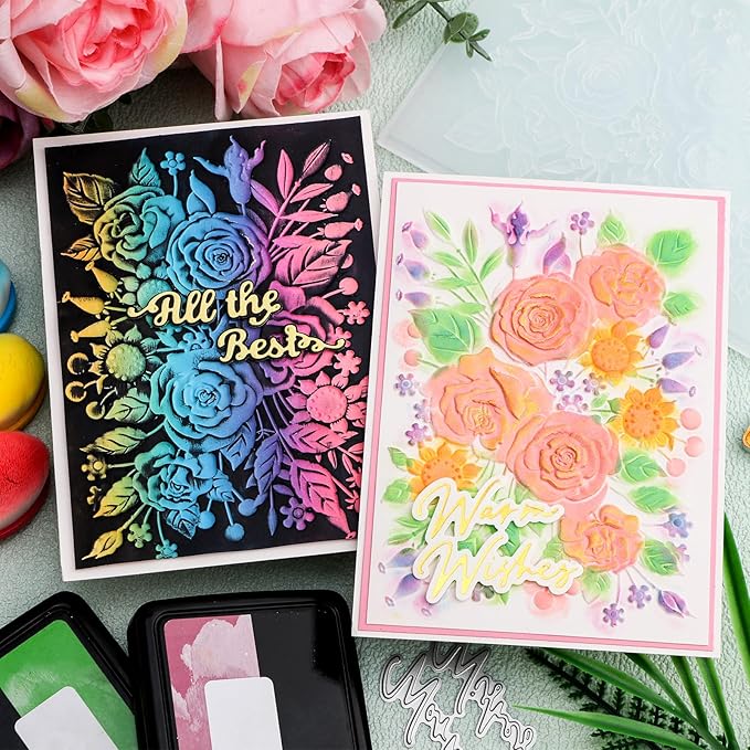 BAOFALI 3D Embossing Folder for Card Making, Rose Garden Clear Plastic Texture - Image 4