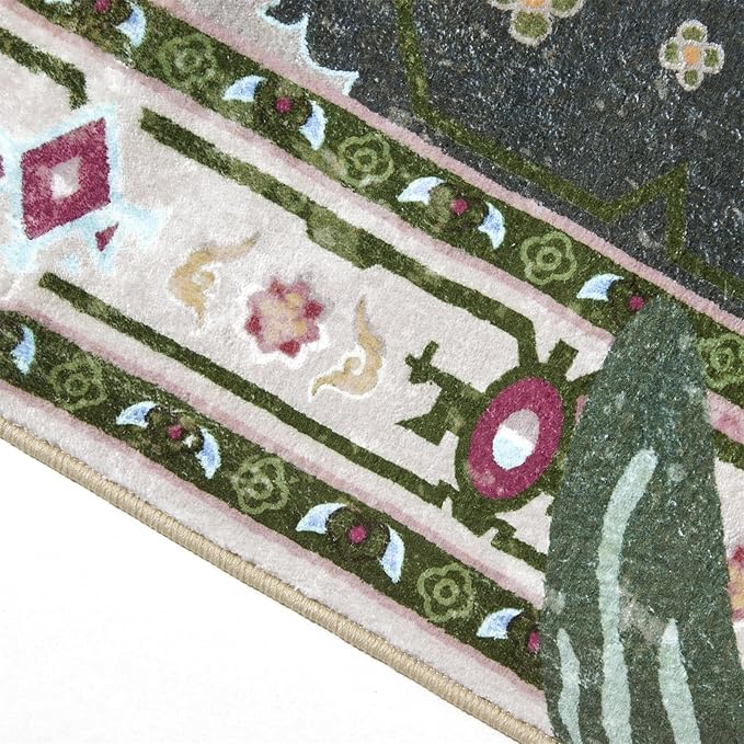 Oriental Tropical Washable Rugs, Abstract Botanical Animal Tribal Indian Accent - Image 4