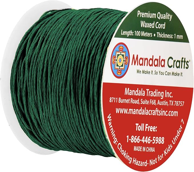 Mandala Crafts 1mm 109 Yards Evergreen Cotton Waxed Cord - Image 2