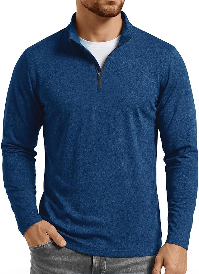 Boladeci Men's Quarter Zip Pullover Premium Fleece Lined Heather Long Sleeve Golf Shirts Midweight 1/4 Half Zip Sweatshirts