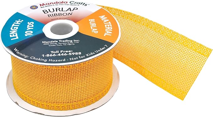 Mandala Crafts Yellow Burlap Ribbon 2 Inches Wide Jute Ribbons - Image 4
