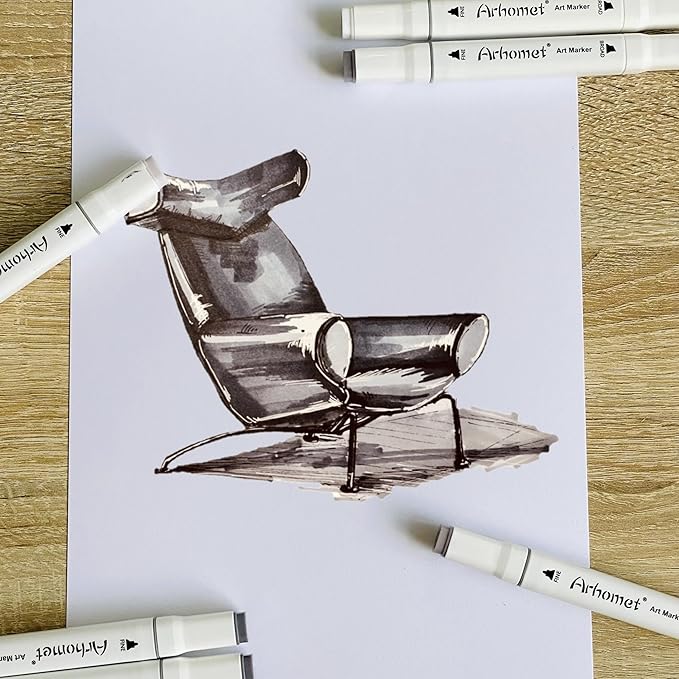 6 Colors Warm Grey Gray Alcohol Markers Set, Dual Tips Art Markers Drawing - Image 5