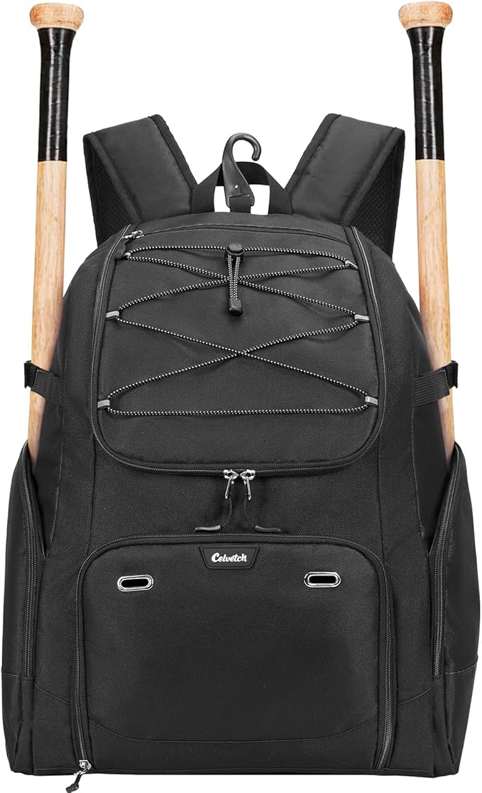 Baseball Backpack for Adult Large Capacity Softball Bat Bag with Shoe Compartment & Wet Pocket Baseball Bag with Fence Hook for 4 Bats & Equipment