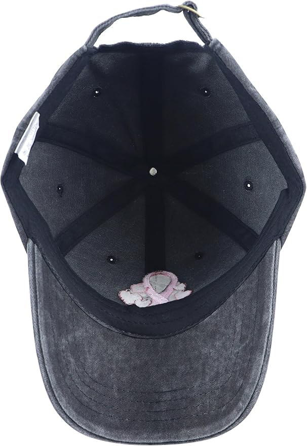 Fight Breast Cancer Hats for Women, Cotton Embroidered Pink Ribbon Little Heart Baseball Cap