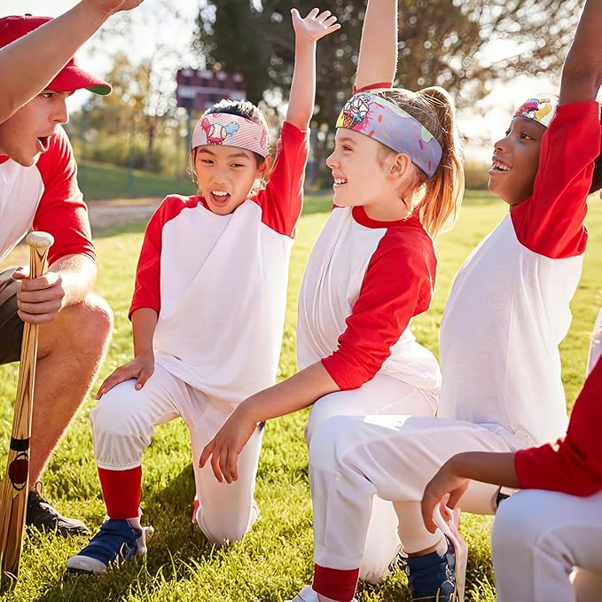 Jecery 12 Pcs Baseball Ice Cream Drip Headbands Youth Birthday Party Favor Sweatband Respect The Drip for Women Men Team Gift