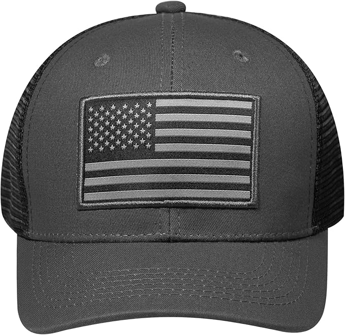 American Flag Trucker Hat, Patriotic Baseball Cap for Men & Women, Breathable Mesh Adjustable Snapback, USA Flag Patch