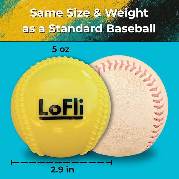 LoFli Limited-Flight Training Baseballs - Regulation Size & Weight, Soft, Safe & Durable - Indoor & Outdoor Practice for Kids & Adults - Yellow