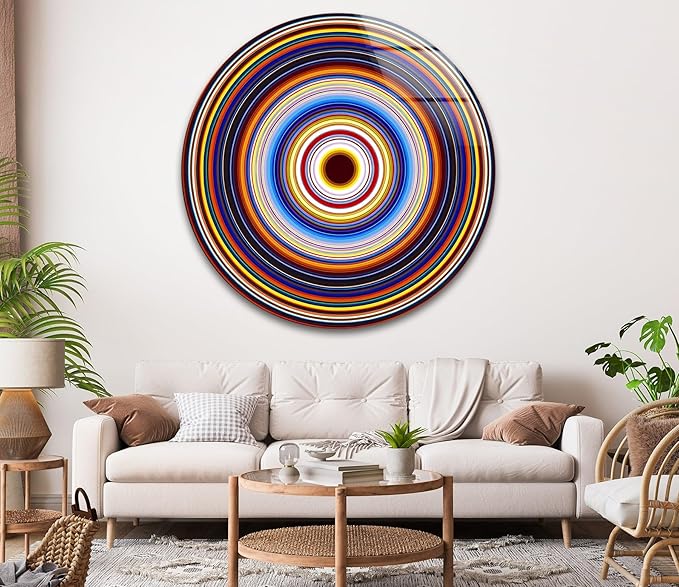My Photostation.com 24'' Diameter Colorful Concentric Circles Round Glass Wall - Image 3