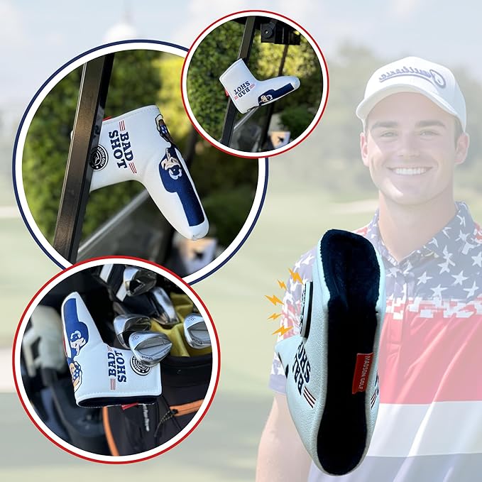The Original USA Funny Golf Head Covers Trump Bad Shot Driver Fairway Wood Putter Headcover with Madson Golf Cart Magnet for securing Golf Head Cover, Donald Trump Merchandise, Dad Gifts for Birthday