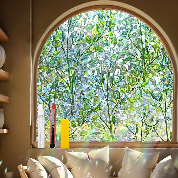 Window Privacy Film Stain Glass Window Film Rainbow Window Film Window clings by Countewolwindowfilm