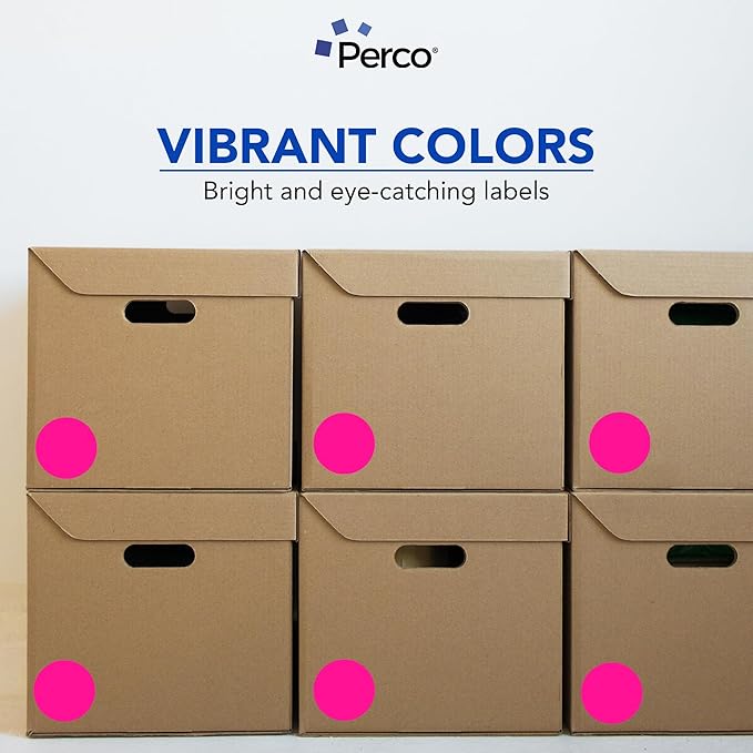 Perco Fluorescent Pink 3-Inch Round Circle Dot Sticker Labels - Image 7