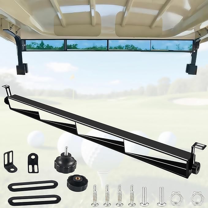 4-Panel Golf Cart Rear View Mirror - Wide Angle Universal Fit for Yamaha/Club Car/EZGO | Golf Cart Mirror | Golf Cart Accessories & Safety Upgrade