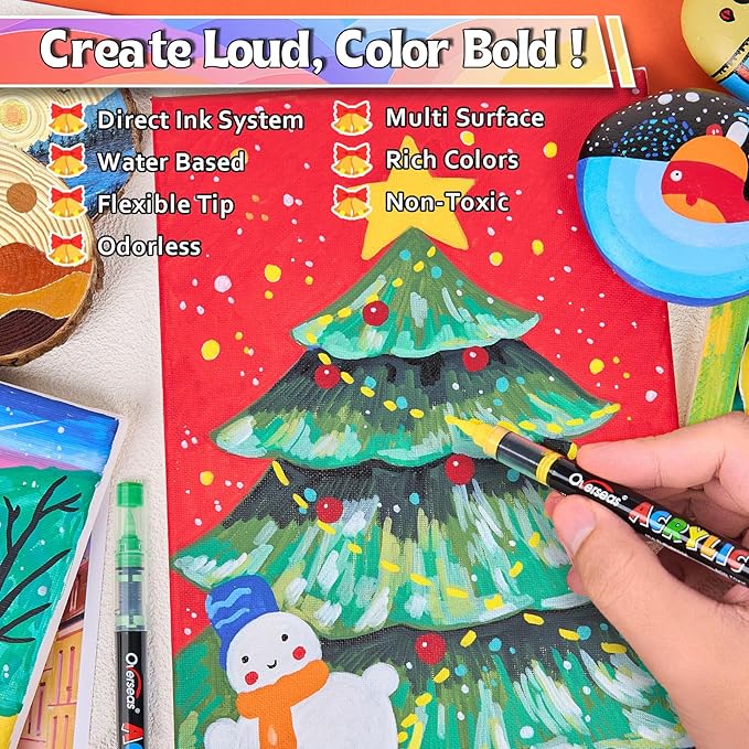 Overseas Acrylic Paint Markers 60 Colors, Brush Tip Paint Pens - Image 2